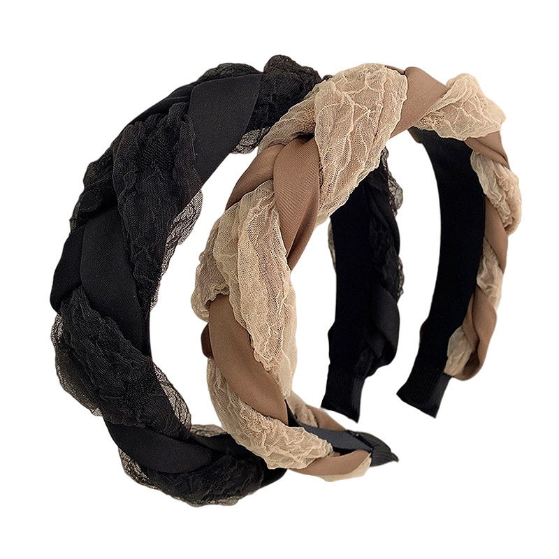 2022 New Net Red Organ-Yarn Chain Headband Lace Braid Pressure Hairpin Temperament Braid Braid Headband Headdress Item Picture