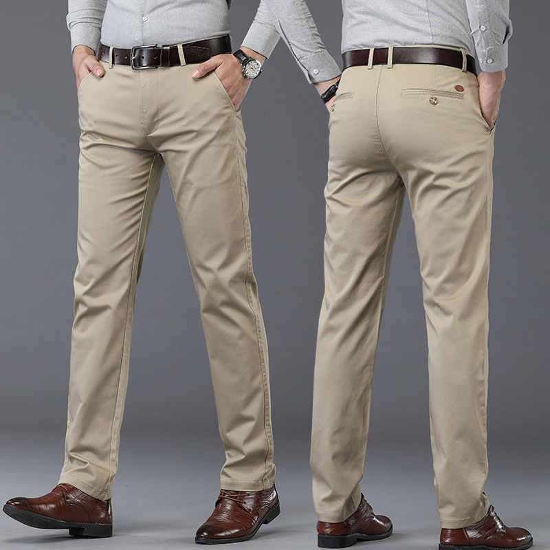 2024 Spring and Autumn new men's casual pants, business men's wear, middle-aged dad long pants, loose straight-leg office men's pants