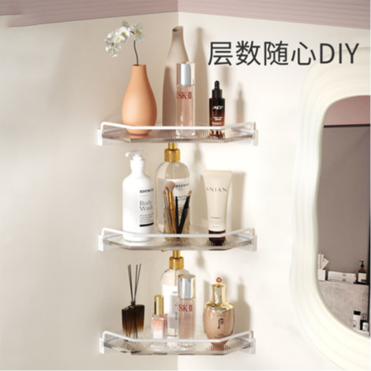 Bathroom Acrylic Tripod Bathroom Perforation-Free Bathroom Corner Shelf Wall Hanging Bath Towel Rack Triangle Blue Specification drawing