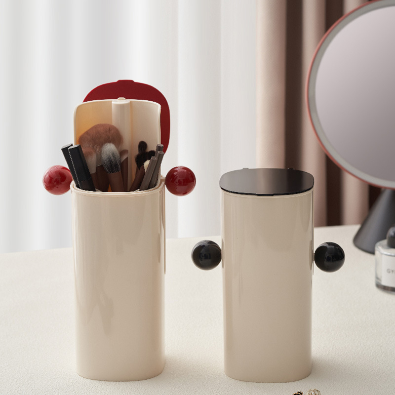 Makeup brush storage cylinder, powder, blush brush, eyeshadow brush storage box rack, light luxury and high-end dust-proof brush bucket, brush box details Picture