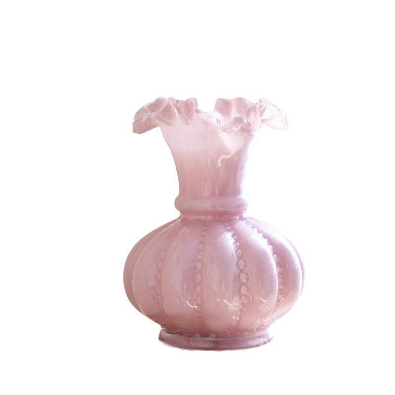 Nordic modern and simple vintage Fenton glass vase, cream style, high-end feel, high appearance level decorative item, crystal handicraft Item Picture