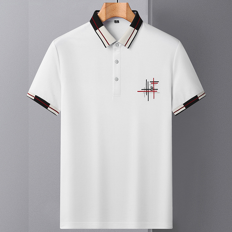 POLO hombre manga corta cuello solapa camisetas de alta gama nuevos negocios tendencia casual moda hombre media manga camiseta de color sólido