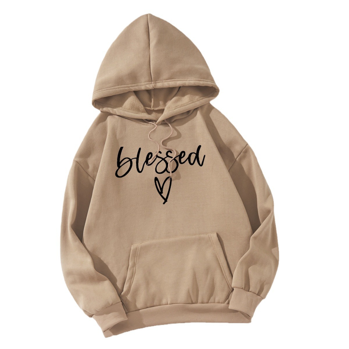 Cross-border hooded sweatshirt for women, new spring and autumn 2024, laid-back style, large-sized loose early autumn fleece top Item Picture