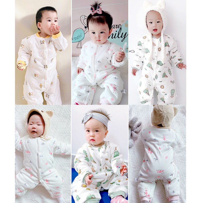 Baby thin cotton one-piece suit for autumn and winter, baby warm for going out, autumn clothes for newborns, winter clothes for harps, crawling clothes, pajamas details Picture