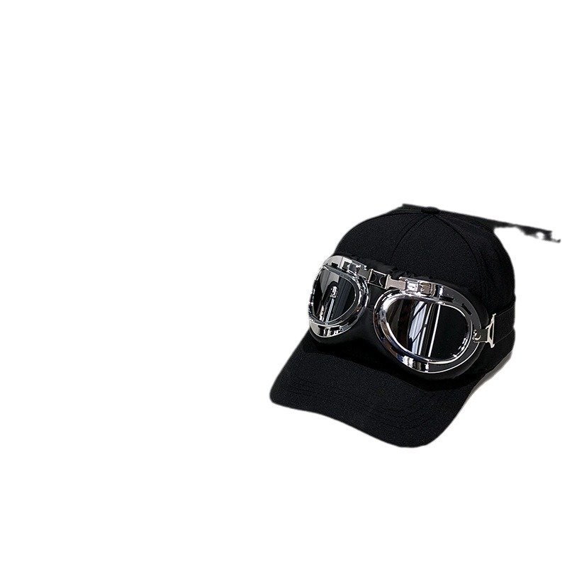 A new men's trendy pilot hat with built-in sunglasses, a baseball cap, a women's Korean streetwear style, versatile glasses and a baseball cap Item Picture