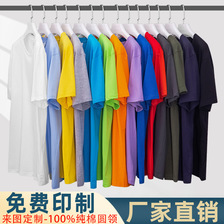短袖纯棉文化广告衫订做工作服圆领团体活动工衣T恤定制印字LOGO