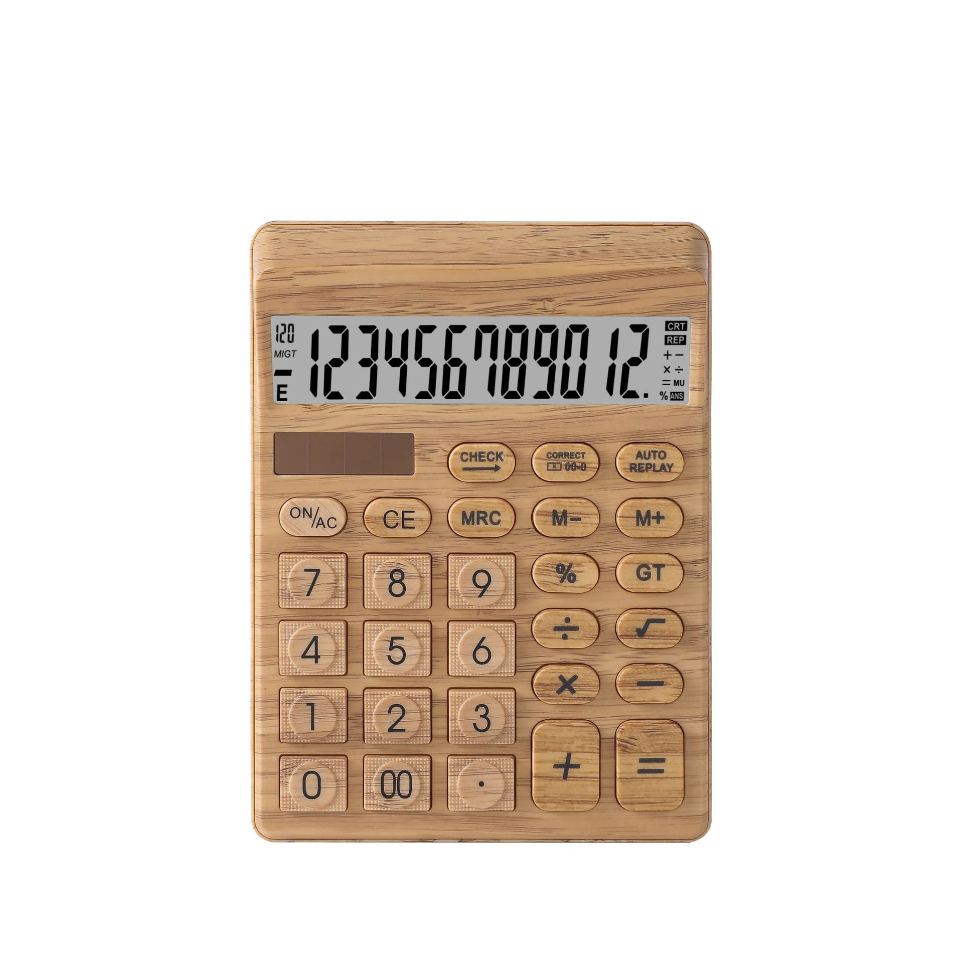 Desktop creative office finance 12-digit calculator uv simulation bamboo calculator with multiple options details Picture