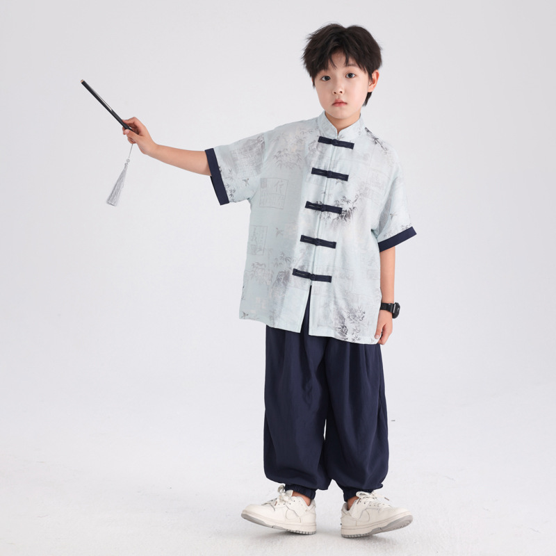 Summer Chinese-style daily short-sleeved Hanfu set for boys, 2025 new style for children's new Chinese-style performance costumes, Tang suits Application Scenario