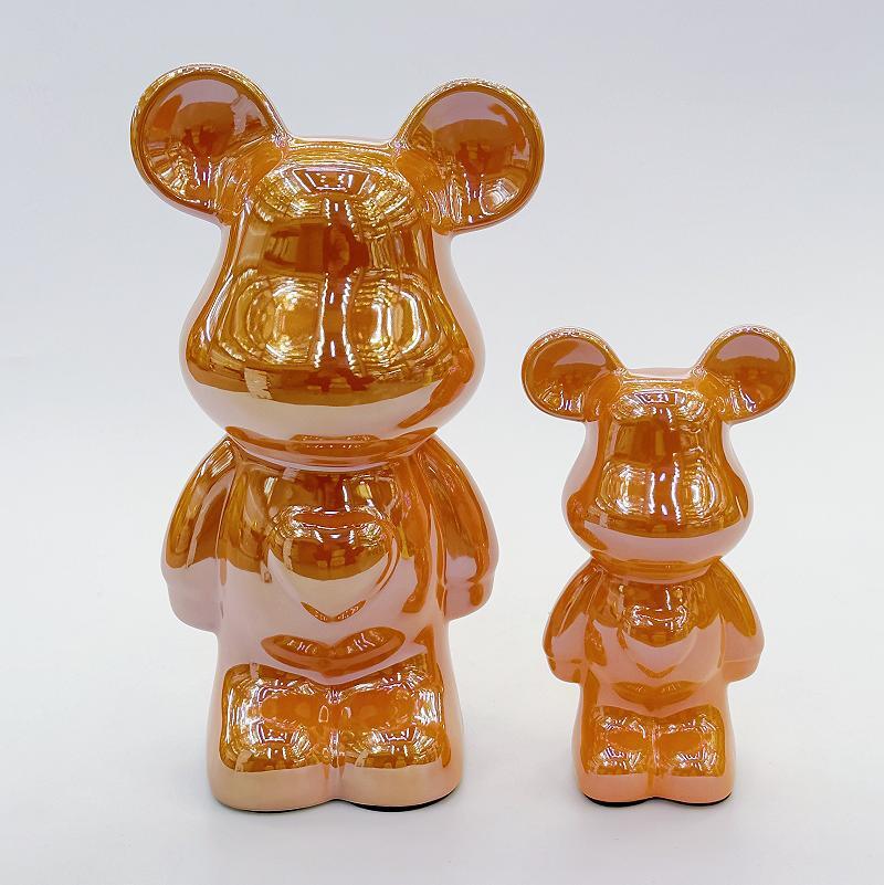Modern creative violent bear multi-color ceramic decorative items, home TV cabinet, living room floor-standing piggy bank decoration manufacturer Specification image