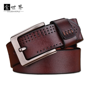 跨境外贸爆款男士真皮皮带 商务男士真皮休闲针扣腰带 压印LOGO带详情7