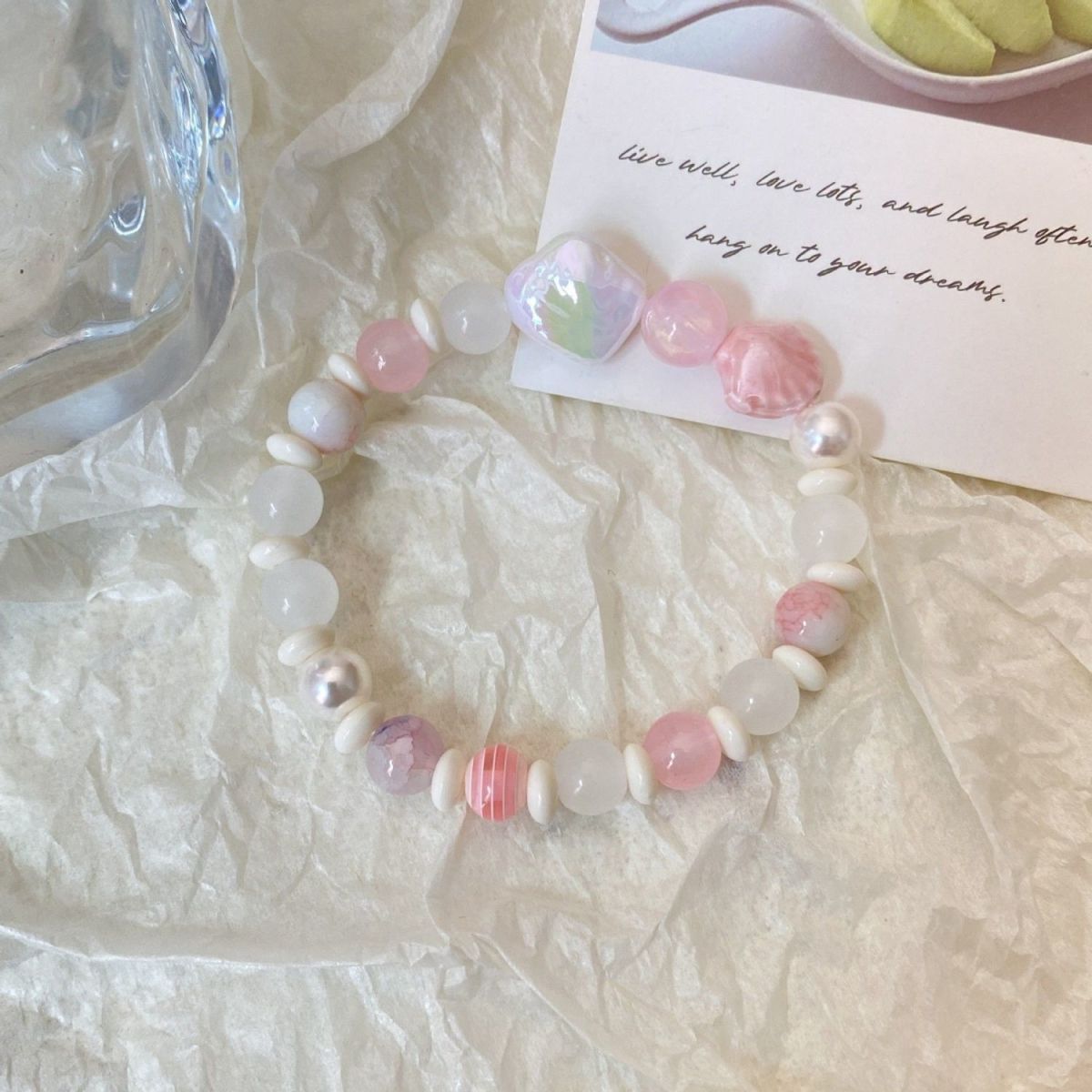 Dopamine Lingtu Wish Bracelet Four-piece Macaron Super Fairy Strawberry Rabbit Women's High-end Chinese all-rounder Jewelry Application Scenario