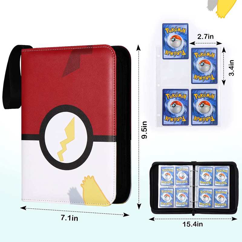 Amazon Pokemon Card Book Game Card Book 4 Grid 9 Grid Loose-Leaf Zipper Card Bag Specification drawing