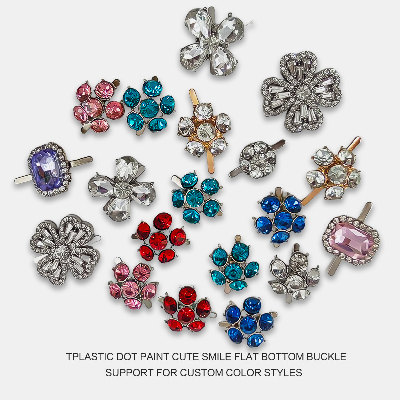 厂家直销新款小钻鞋扣女鞋饰品金属挂件包包配饰五金花水钻款蝴蝶