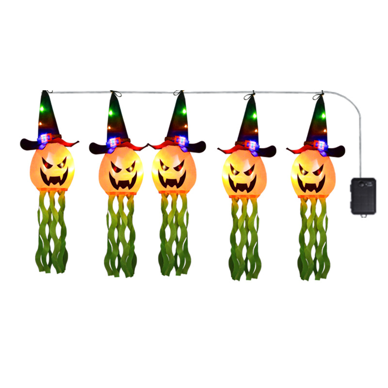 Luminous pumpkin lantern hanging decorations, LED color lights, Halloween-themed store outdoor terrifying atmosphere decoration scene arrangement Item Picture