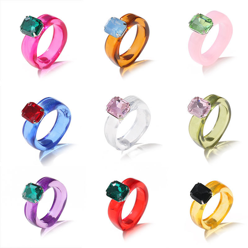 زينة راتينج ملونة وشفافة من أحجار كريمة، زينة من خاتم الأميرة الوردي والأبيض الآسيوي