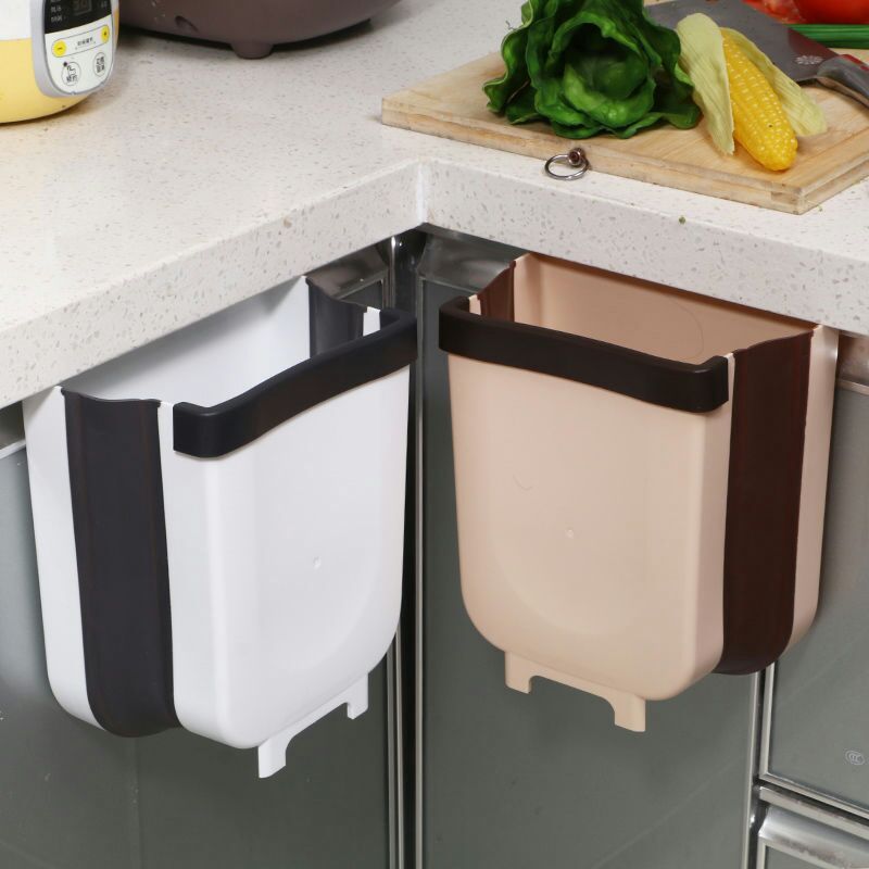 Large-sized kitchen trash can, wall-mounted household foldable cabinet door, classified wall-mounted multi-functional trash can details Picture