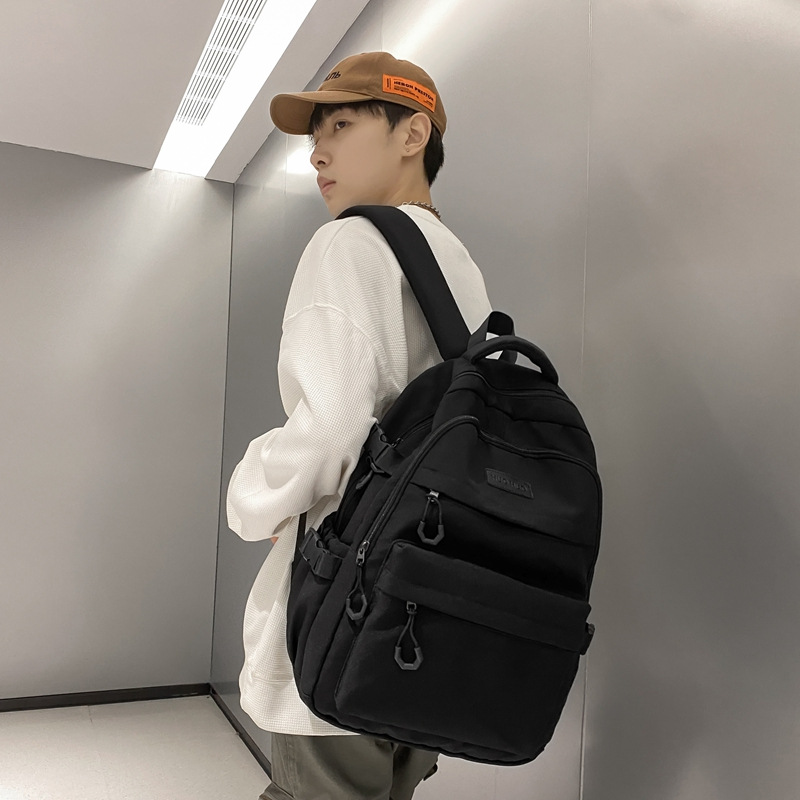 A cross-border bestseller for Korean junior and senior high school students: simple and solid color, versatile and fashionable backpack, lightweight and durable details Picture