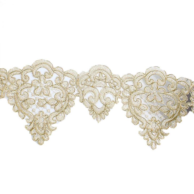 网纱绣花金线花边 欧式窗帘装饰金色花边辅料布艺蕾丝花边详情图5