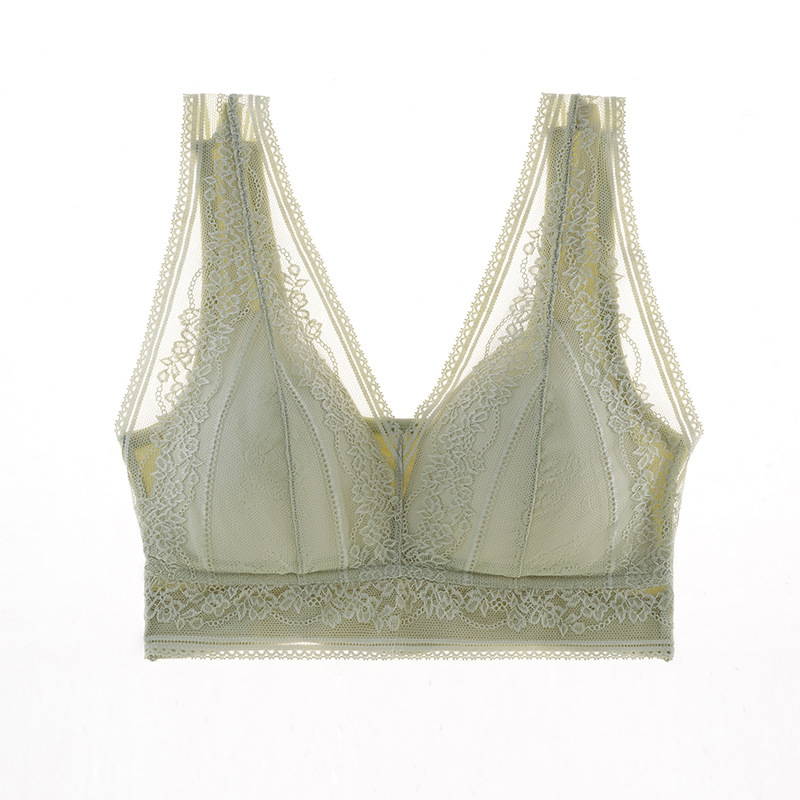 Beautiful Vinylon Lace V-Neck Back Underwear With Corsage Edge Vest Together No Underwire Bottom Wrap Chest Everything Item Picture
