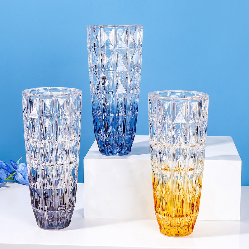 欧式简约花瓶创意玻璃花器客厅餐桌家居鲜花插花瓶工艺品钻石花瓶详情图3