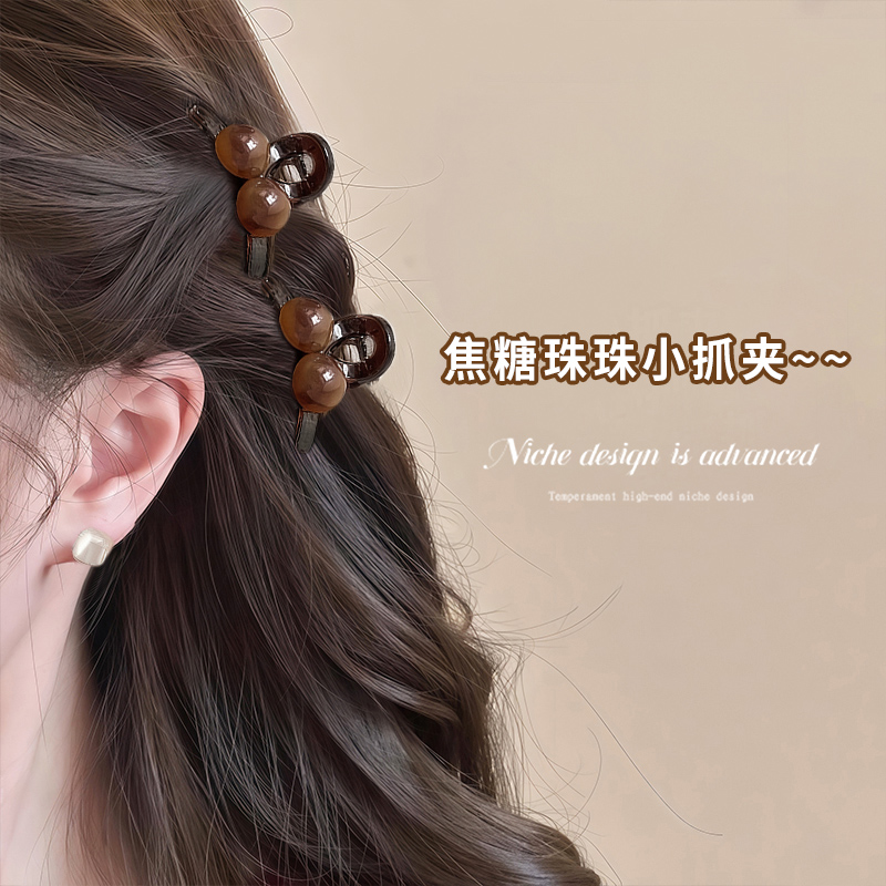 Amber cherry mini hair clip for women, 2025 new style, high-end princess hairstyle, side bangs, hair clip, shark clip Specification image