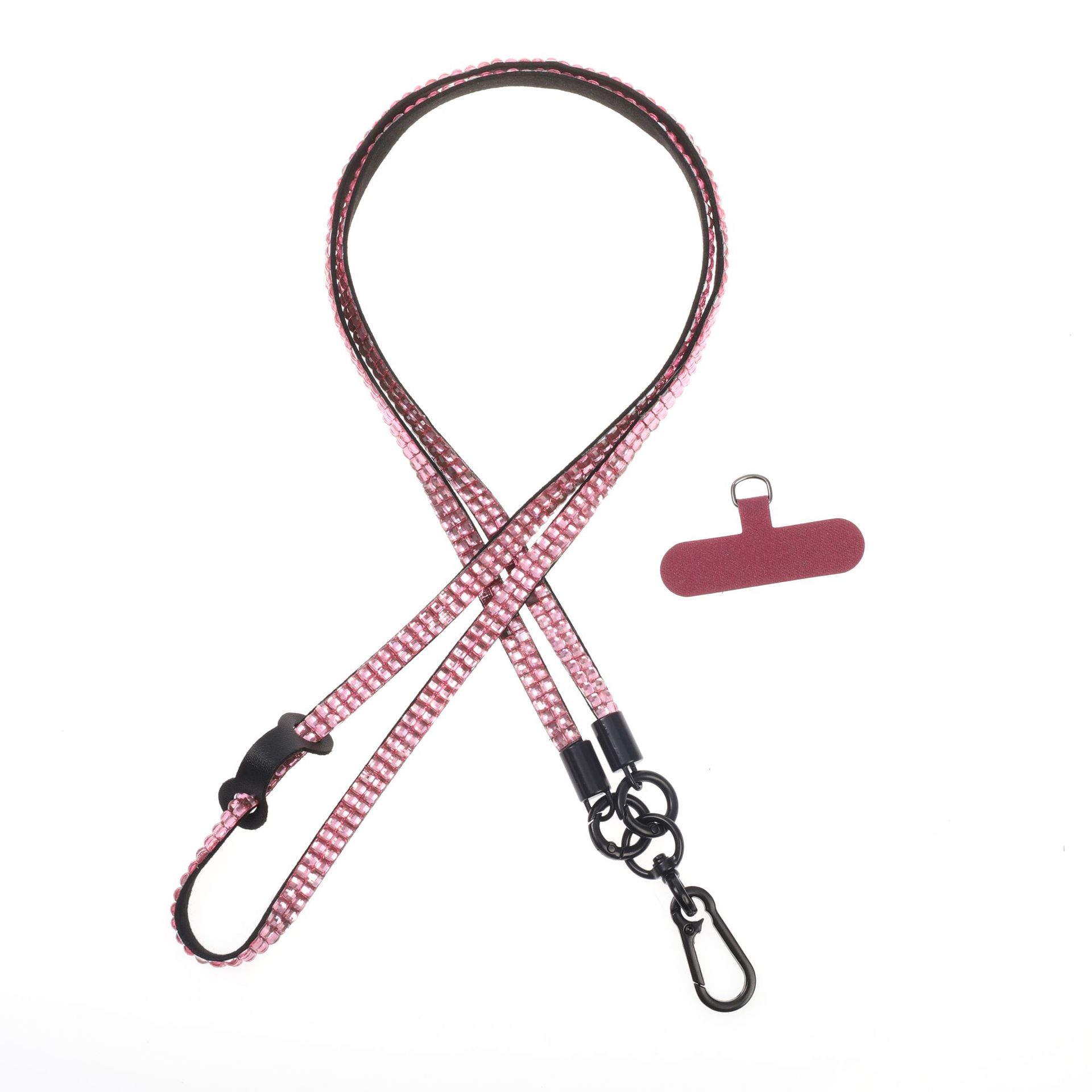 Amazon Selling Colorful Acrylic Diamond Multi-Functional Crossbody Can Be Back Hanging Neck Mobile Phone Rope With Double Buckle Universal Outdoor Application Scenario