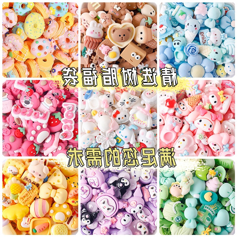 Cartoon mixed solid color resin cream glue diy material, handcrafted accessories, phone case decoration, hair clips and hairpin accessories Application Scenario