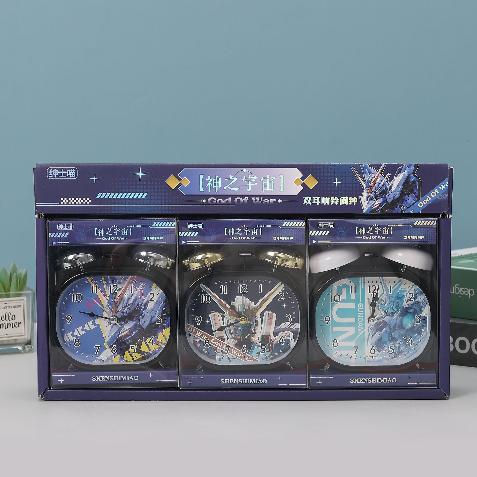 机甲大音量闹钟起床卧室时钟表专用强力叫醒户学生用金属打铃高达