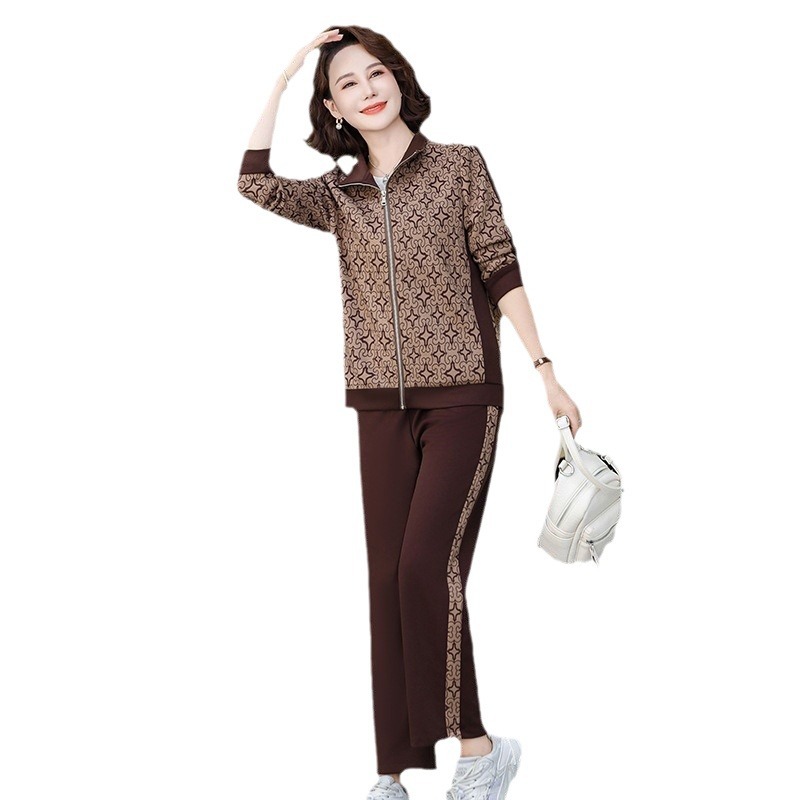 Madre de edad media otoño traje 2024 nuevo medio y viejo mujer otoño chaqueta casual abrigos moda ropa deportiva Item Picture