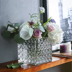 Vase Square glass Cube vase Fish tank Clear glass vase details Picture