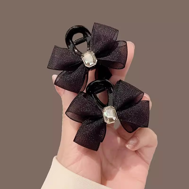 2025新款网纱发夹抓夹子百搭蝴蝶结侧边夹前额刘海夹碎发卡发饰品