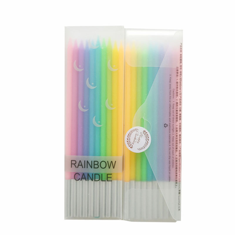 Rainbow birthday candles, creative macarons, colorful birthday candles, crystal long poles, pencil cake candles Item Picture