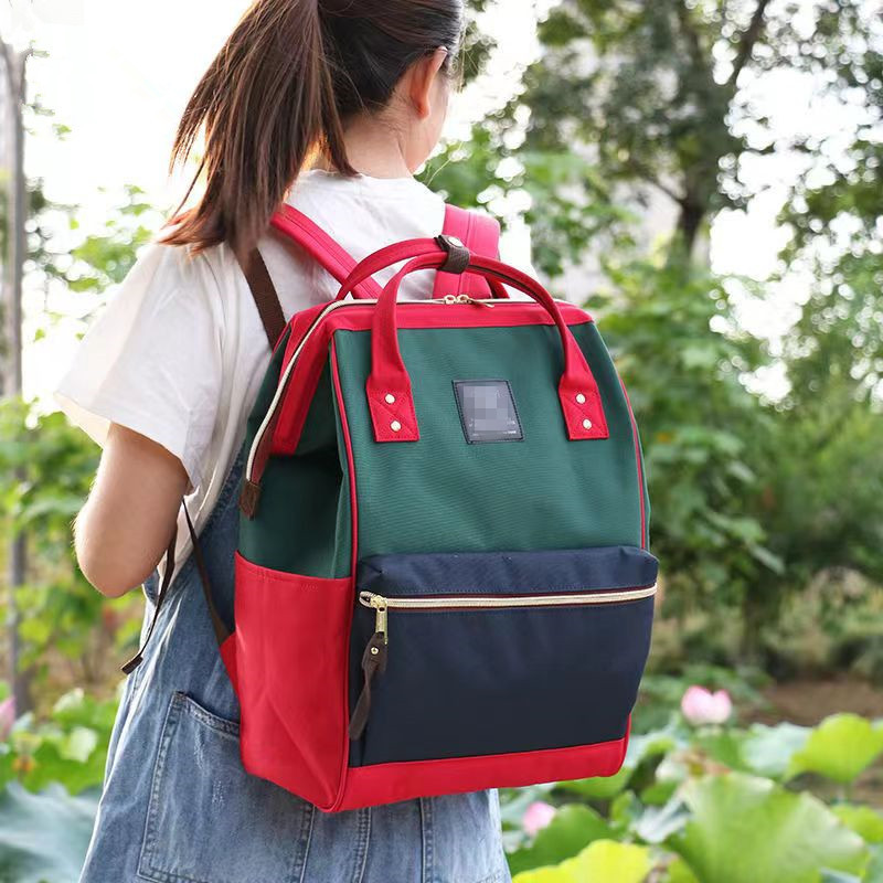 日本乐天双肩包离家出走包妈妈包口金包牛津布学生旅行背包书包