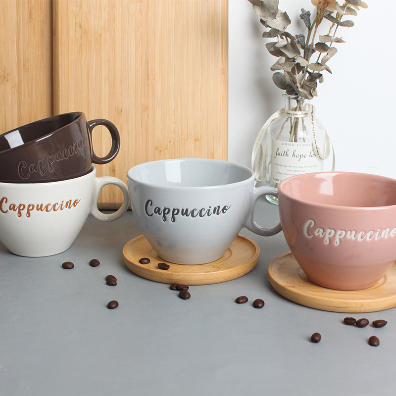 Candy-colored coffee cup and saucer set, hotel and homestay home afternoon tea coffee cup, logo girlish heart mug