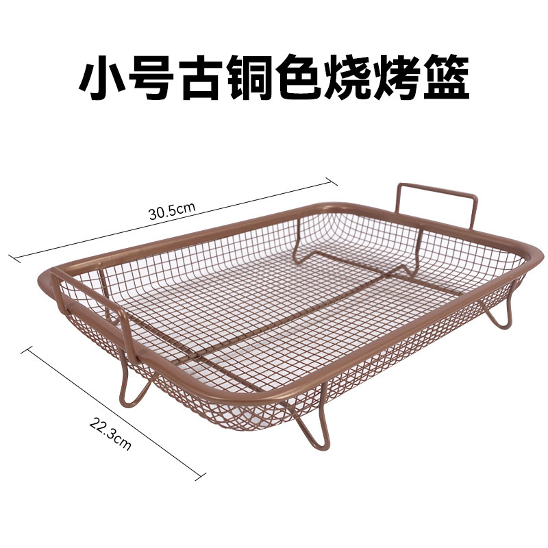 Stainless steel mesh basket, draining basket, barbecue basket, stainless steel baking tray Specification image