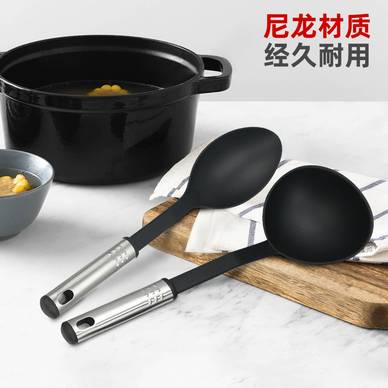 Wholesale nylon stainless steel household kitchenware, cooking spatulas and spoons, cooking utensils, complete sets of kitchen tools for cooking details Picture