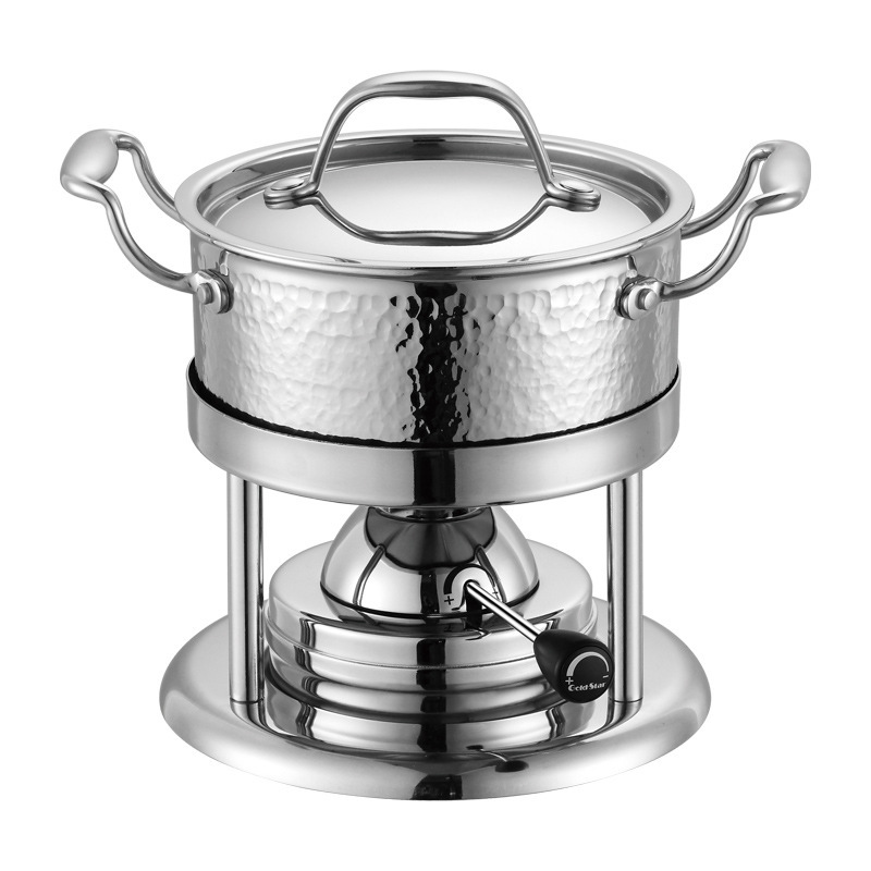 Commercial high-end 304 stainless steel small hot pot, household set, thickened composite steel hot pot table, outdoor single person hotel Item Picture