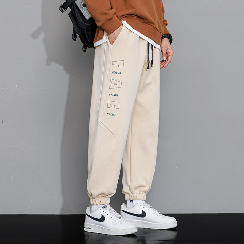 Pants Men 2024 Spring And Fall New Fashion Brand Loose Casual Pants Men's Girded Feet Student Sports Sweatpants Men's Style Specification drawing