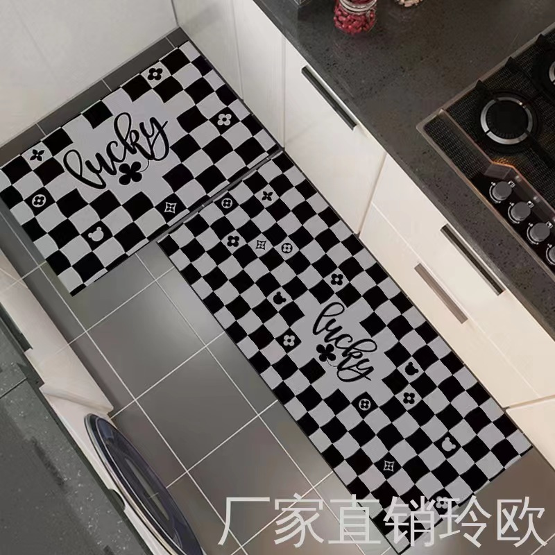 Cross-border kitchen floor mat wholesale rubber non-slip kitchen anti-oil non-slip imitation wool mat entry foot blanket full figure
