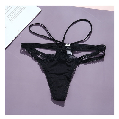 European and American low-waisted lace briefs, perforated breathable underpants, thin band cross thongs Item Picture