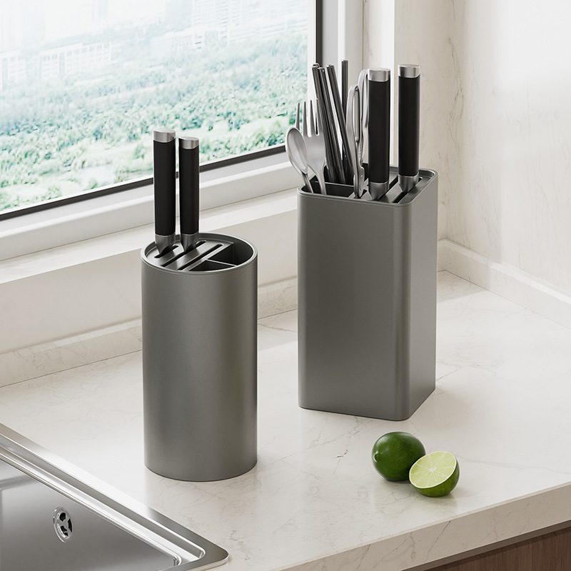 Yimejia Gun Ash Knife Stand Storage Rack Multi-Functional Chopsticks Container Kitchen Countertop Kitchen Knife Stand Chopsticks Container One Storage Box Specification drawing