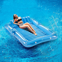 跨境新款PVC充气水上双人浮床户外泳池浮床躺椅沙滩水床网纱浮床浮排