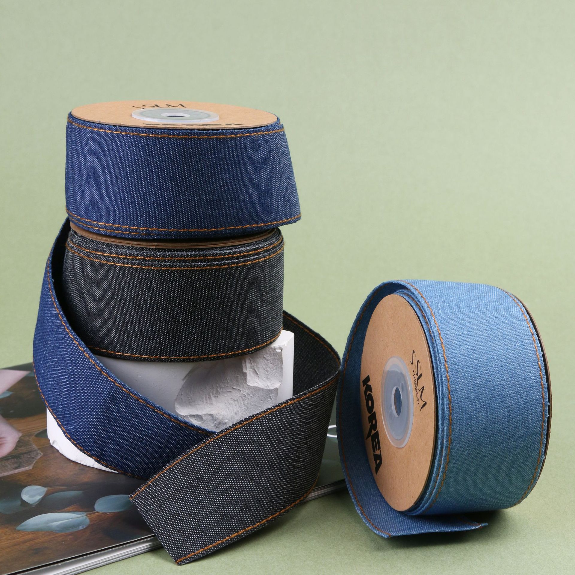 Double jumper Jumper dot Solid color denim webbing DIY bow Hair accessories Clothing Collar sleeve bow Tie accessories