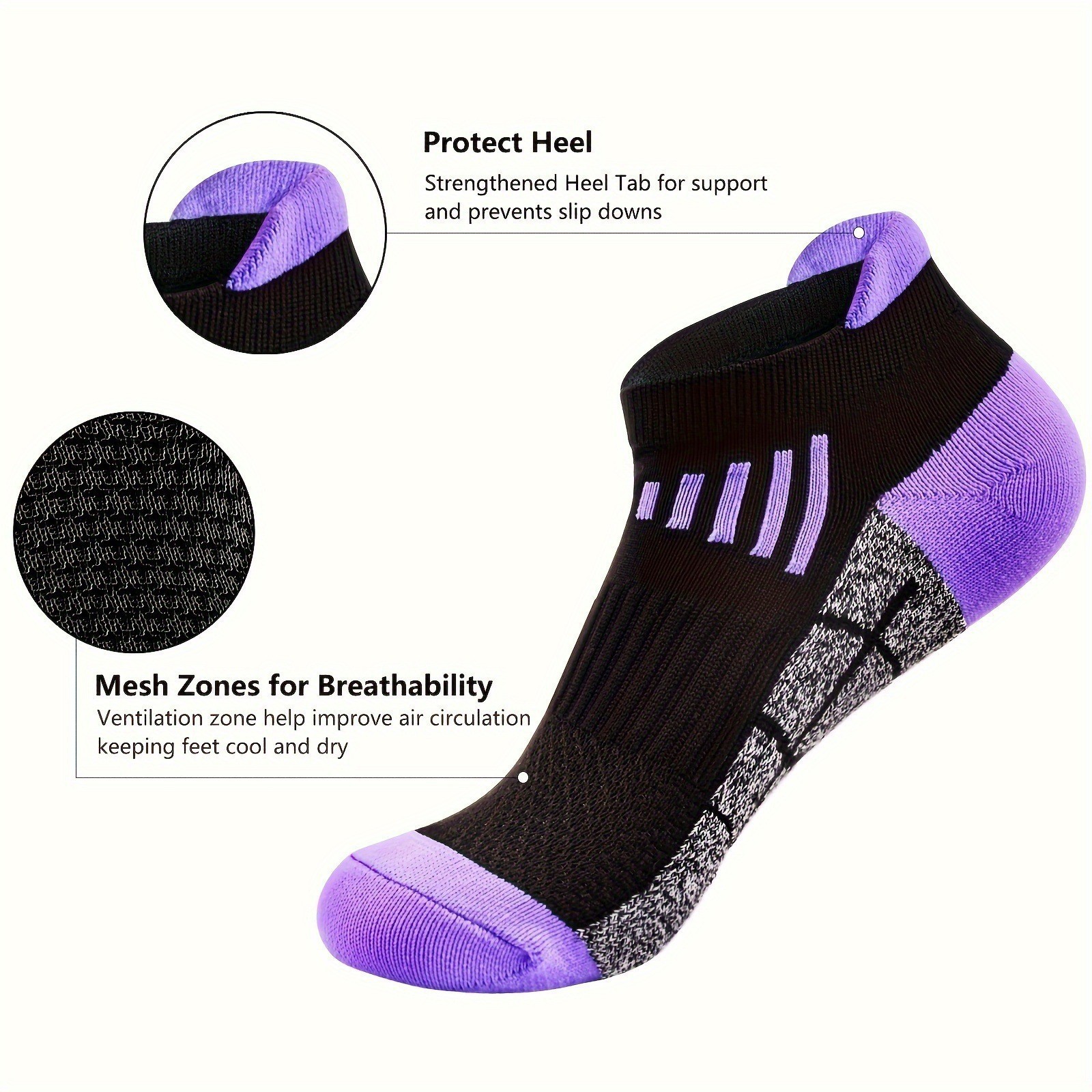 Amazon cross-border best-selling men's sports socks, summer thin anti-odor, sweat-absorbing and breathable short socks, outdoor running socks, cross-border socks Specification image
