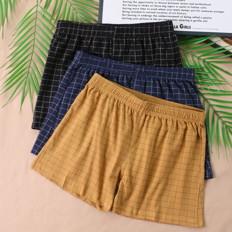 经典格子阿罗裤棉质男士四角内裤大码中腰居家裤