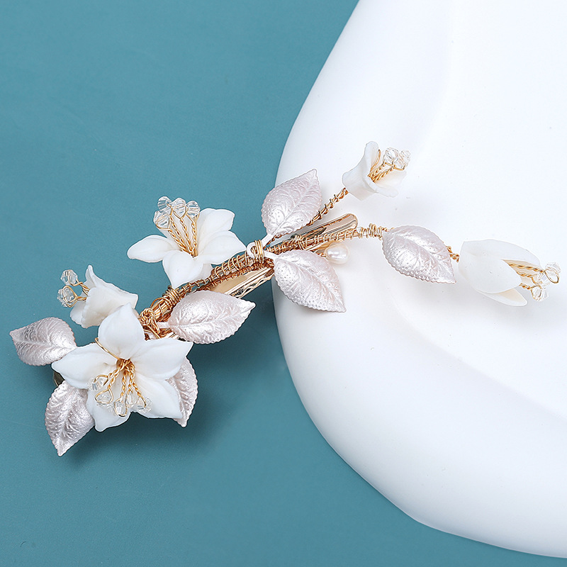 Mori Department Of Lily Tip Clip Handmade Bride Hair Accessories Ancient Xiuhe Headwear Alloy Crystal Hairpin Wholesale Specification drawing