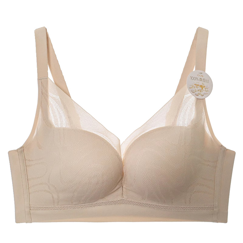 桑蚕丝真丝无痕内衣女小胸聚拢显小收副乳防下垂无钢圈文胸罩秋冬详情图5