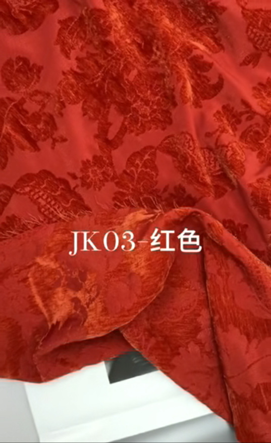 25新品人丝雪尼尔金属丝雪尼尔提花面料时装礼服婚服布料详情3