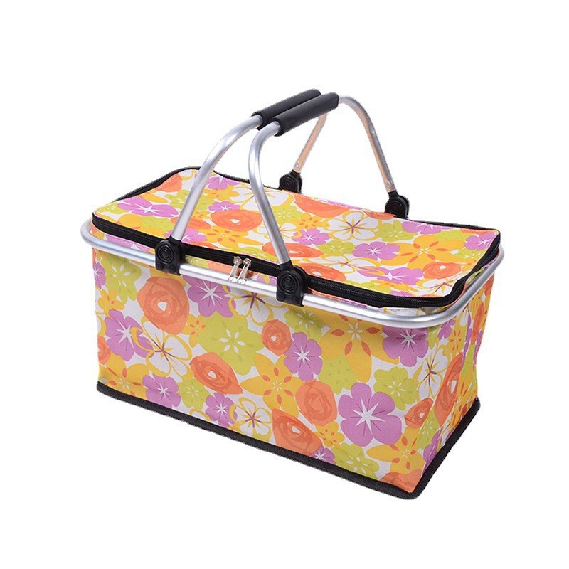 In 2023, hot-selling portable folding shopping baskets, fashionable printed picnic bags, waterproof Oxford cloth shopping baskets, cross-border supply insulated bags, meal bags, wine insulated bags, catering camping boxes, ice packs, insulated bags, and insulated boxes Item Picture