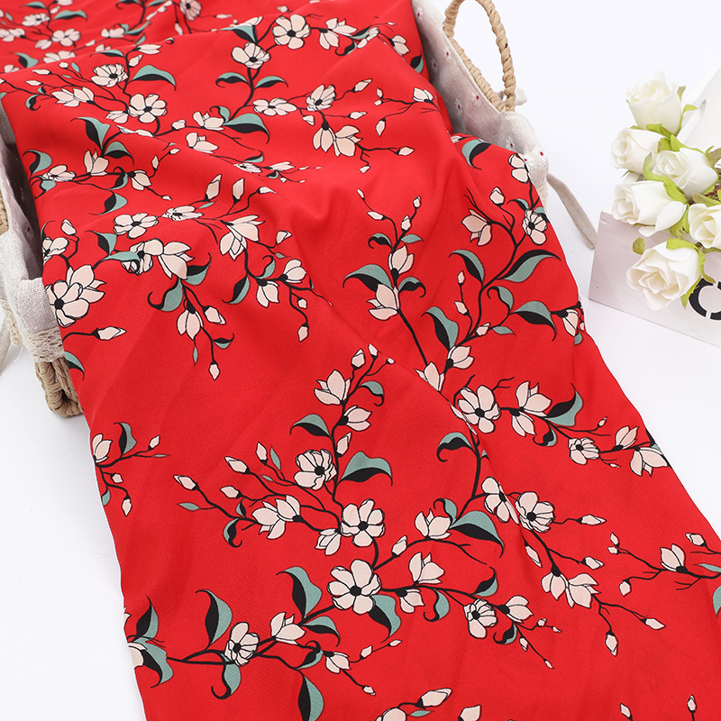 Spring And Summer Small Floral Print Plain Polyester Cloth Dress Fashion Printed Four Sides Of Chiffon Off The Stock Specification drawing